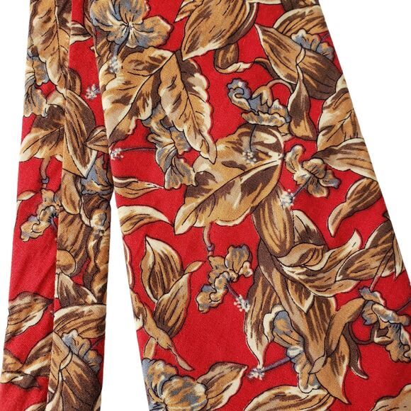 Woolrich Floral Neck Tie Mens Red 100% Cotton Hawaiian Tropical Made in USA - Picture 1 of 16